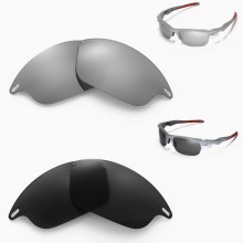 Walleva Titanium + Black Polarized Replacement Lenses For Oakley Fast Jacket (OO9097 Series) Sunglasses 